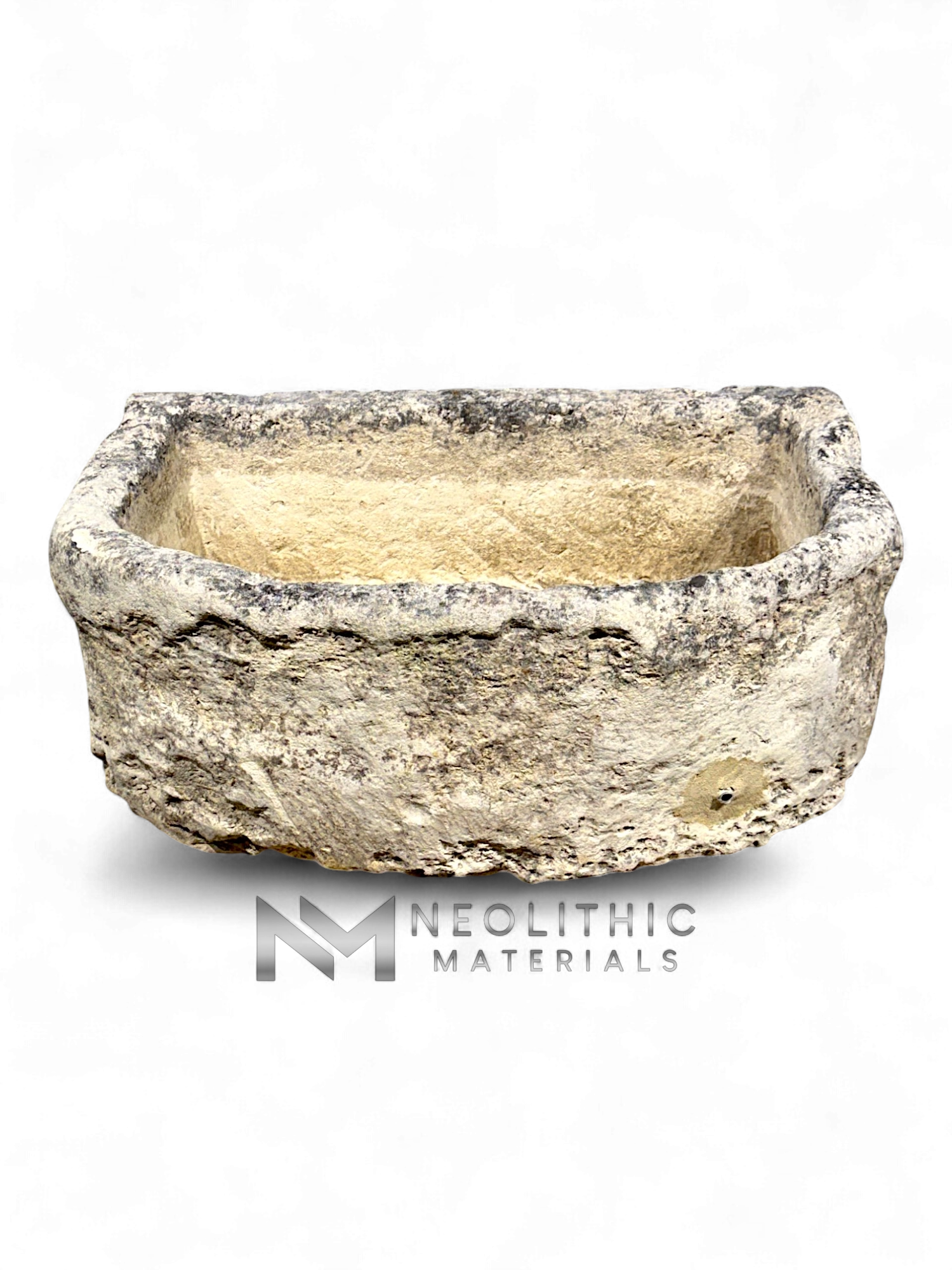 Antique French Limestone Half Moon Trough - Image 1